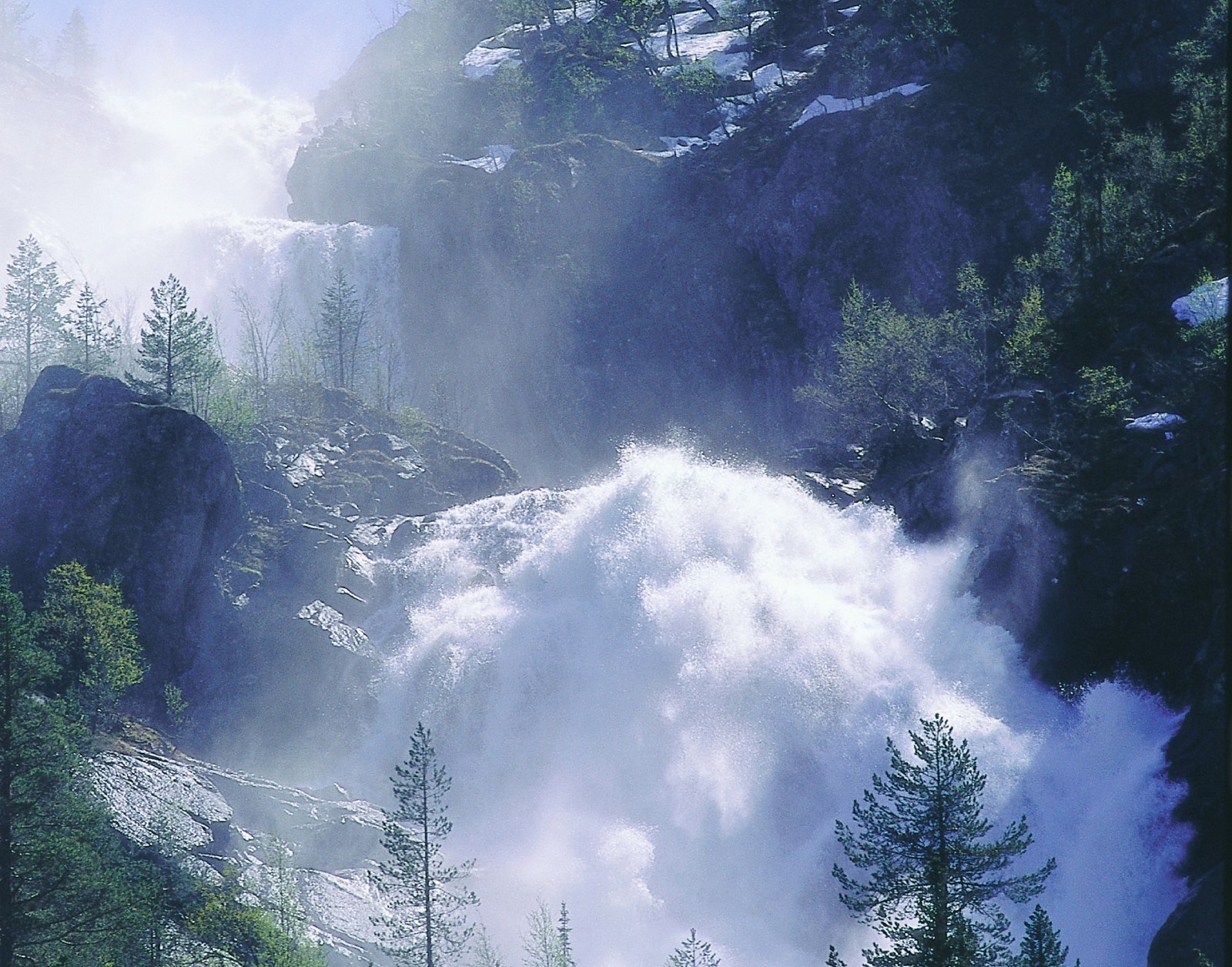 a waterfall in a forest