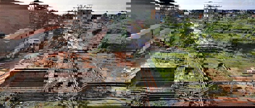 a construction site with a crane