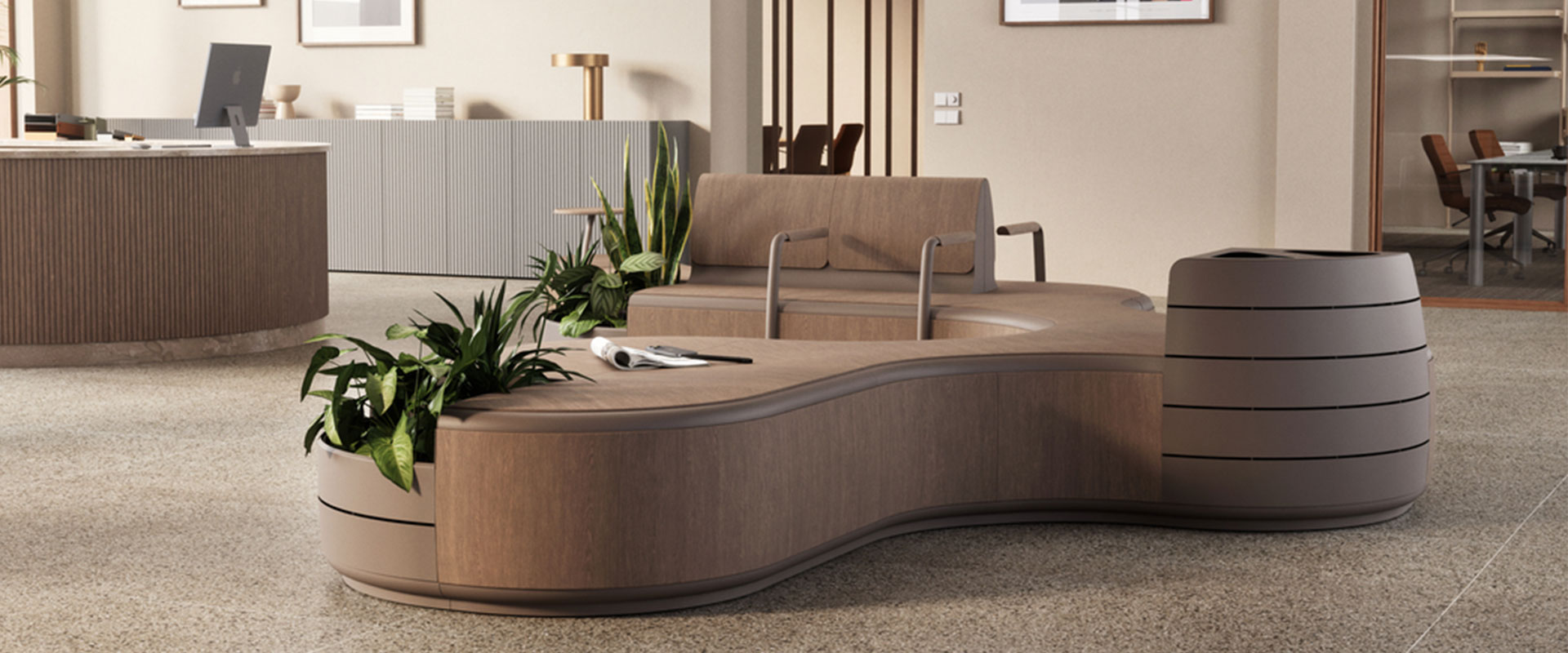 a table with a plant on it